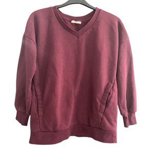 Zenana V-neck Sweatshirt W/Pockets Size M